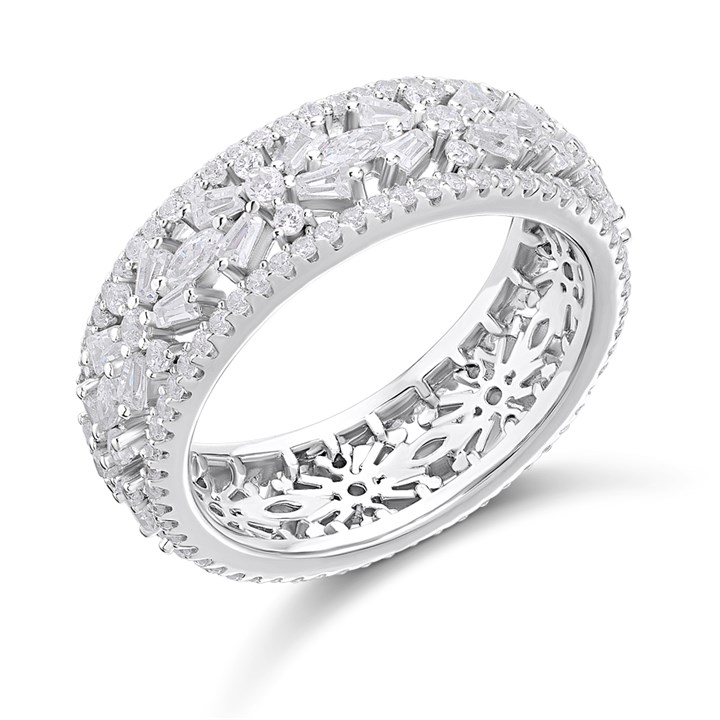 Briolette Silver CZ Flower Ring - J77195