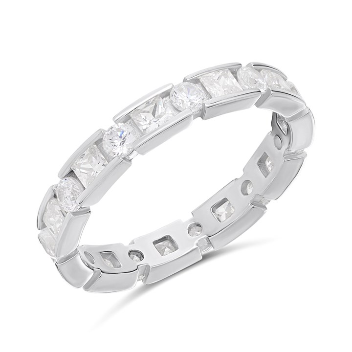 Briolette Silver CZ Baguette Ring - J77198