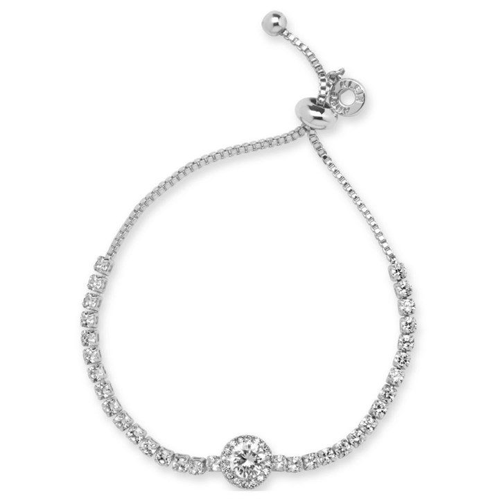 Anne Klein Silver Tone Crystal Slider Bracelet - J78198