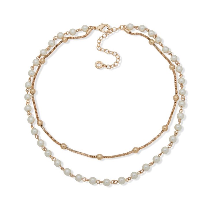 Anne Klein Simulated Pearl Double Row Necklace - J78363