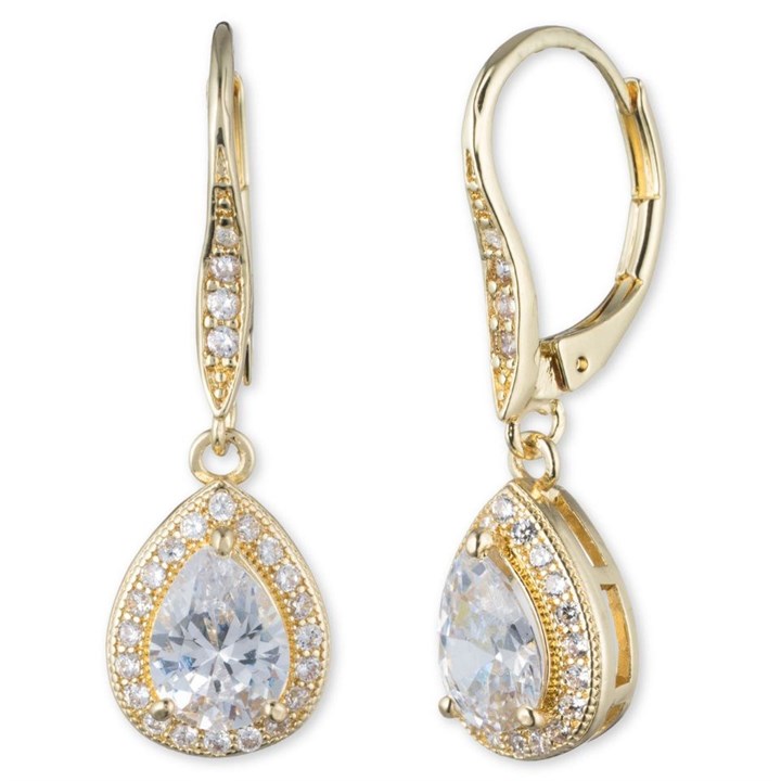 Anne Klein Gold Tone Crystal Teardrop Earrings - J78382