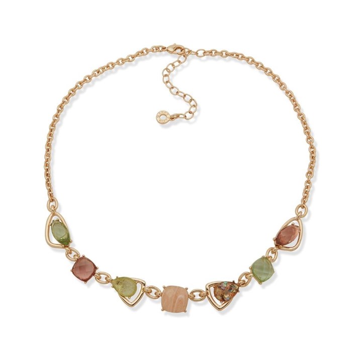 Anne Klein Gold Tone Multi Coloured Stone Necklace - J78390