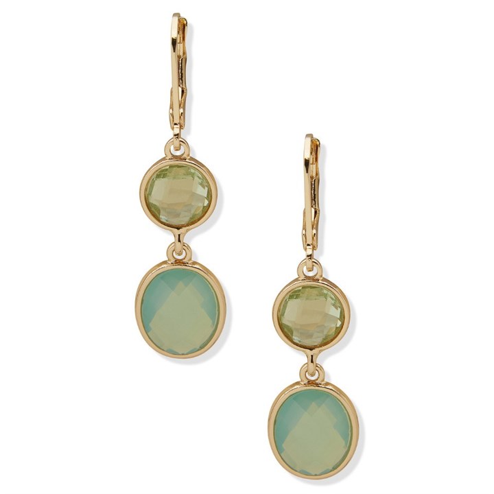Anne Klein Gold Tone Multi Blue Stone Drop Earrings - J78397