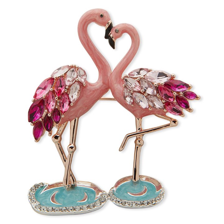 Anne Klein Gold Tone Multi Coloured Flamingo Brooch - J78401