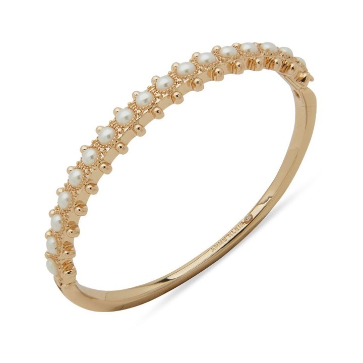 Anne Klein Gold Tone Simulated Pearl Bangle - J78425