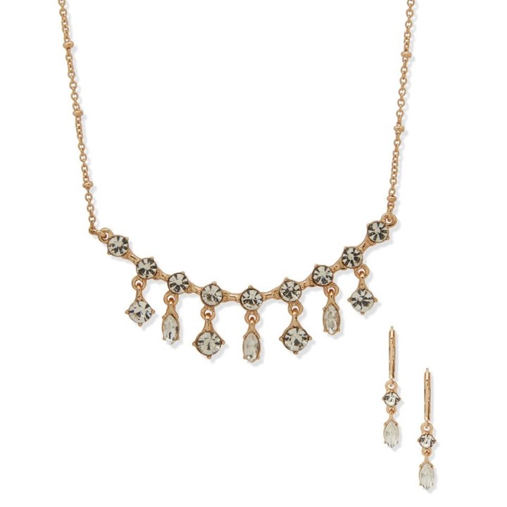 Anne Klein Gold Tone Earrings And Necklace Set - J78433