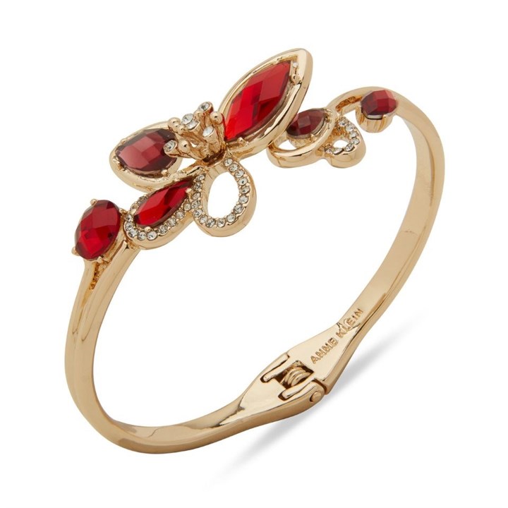 Anne Klein Gold Tone Crystal Floral Bangle - J78439