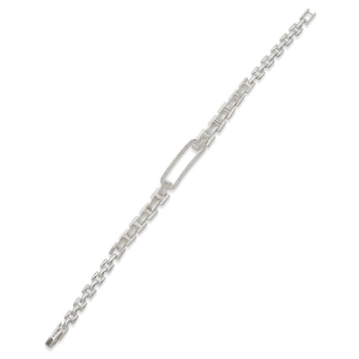 Anne Klein Silver Tone Cubic Zirconia Linked Chain Bracelet - J78445