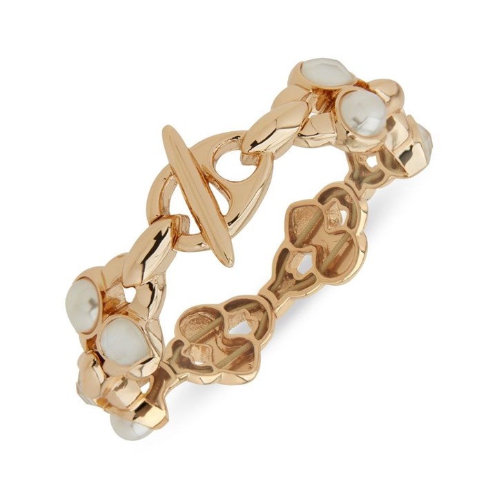 Anne Klein Gold Tone Imitation Pearl And Mother Of Pearl Bracelet - J78451