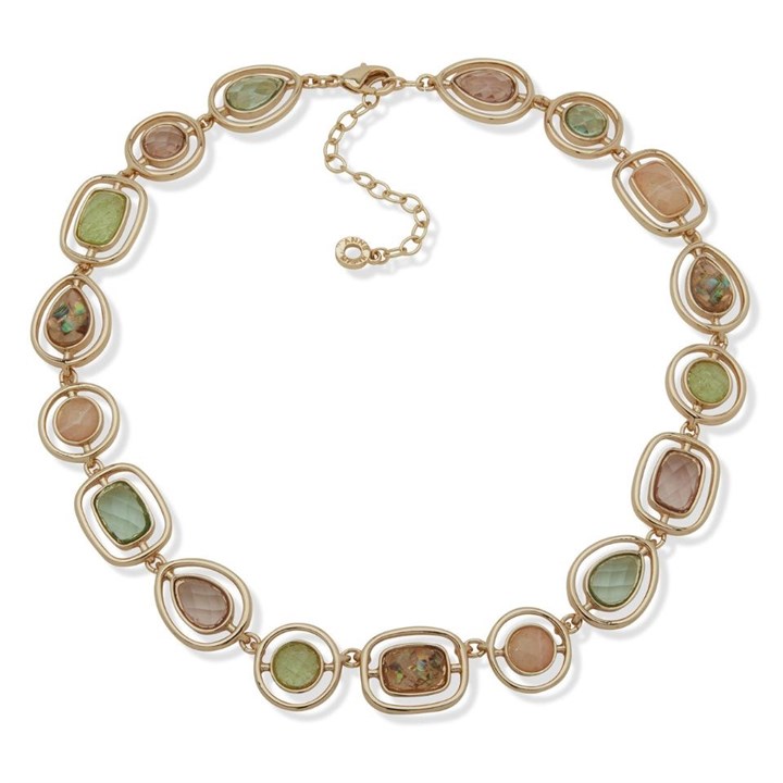 Anne Klein Gold Tone Multi Stone Necklace - J78458