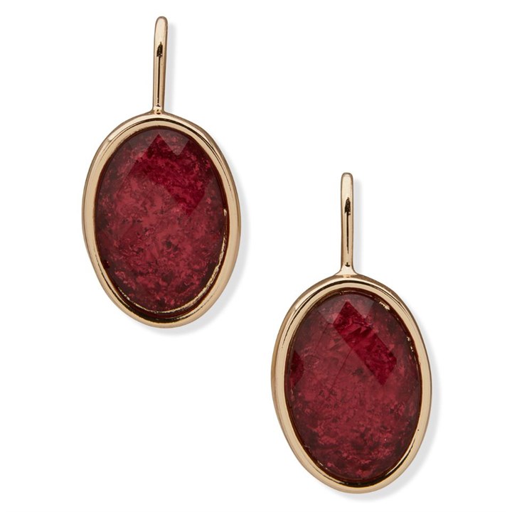 Anne Klein Gold Tone Pink Crystal Drop Earrings - J78472