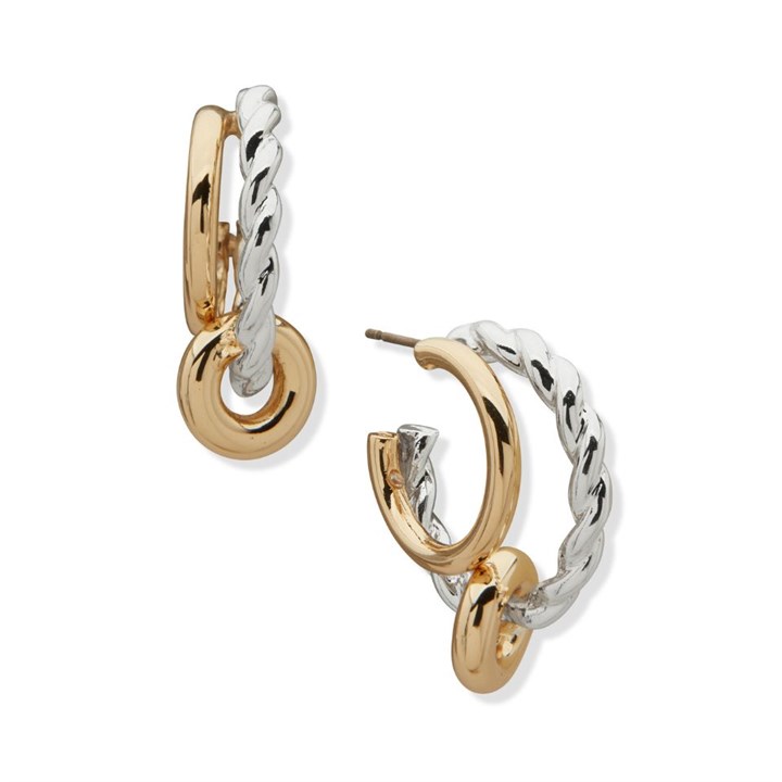 Anne Klein Gold And Silver Tone Hoop Earrings - J78475