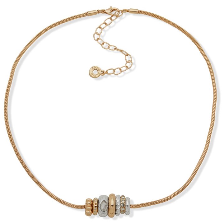 Anne Klein Gold And Silver Tone Sliding Charm Necklet - J78476