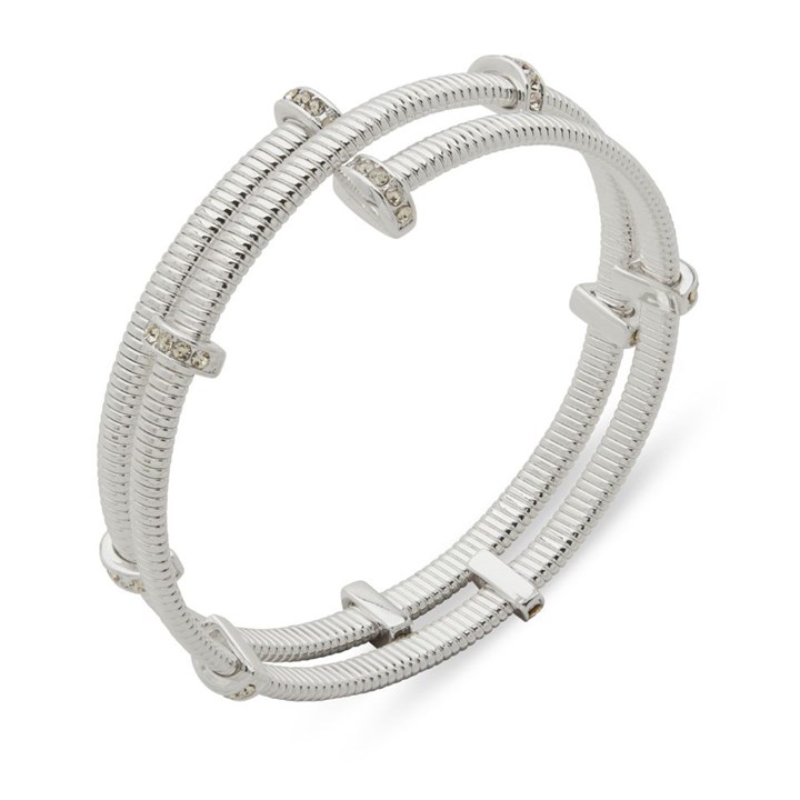 Anne Klein Silver Tone Crystal Bangle - J78478