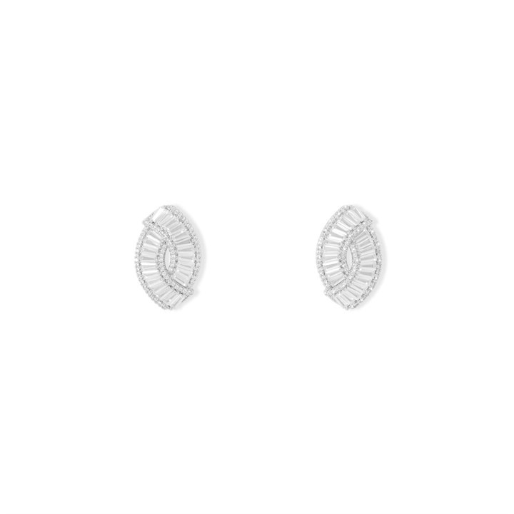 Crystal Allure CZ Baguette Swirl Stud Earrings - J79102