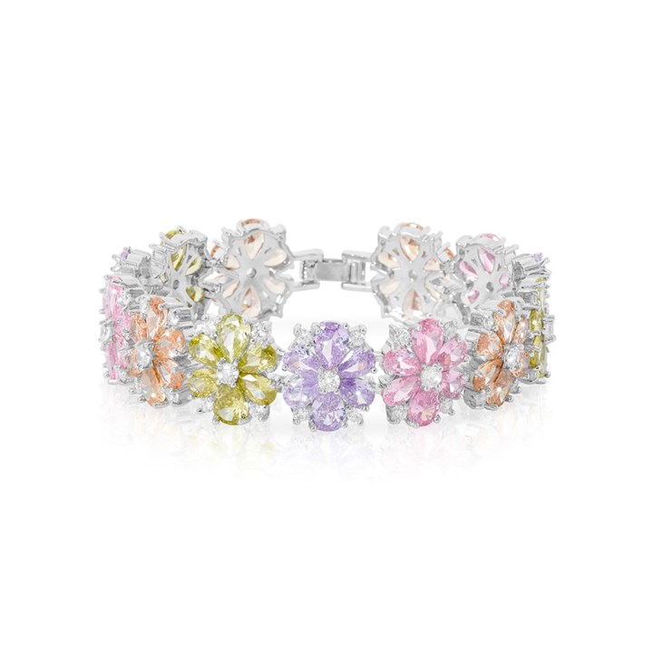 Crystal Allure Pastel CZ Floral Bracelet - J79114