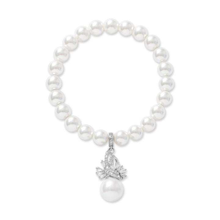 Crystal Allure Imitation Pearl And CZ Drop Bracelet - J79117
