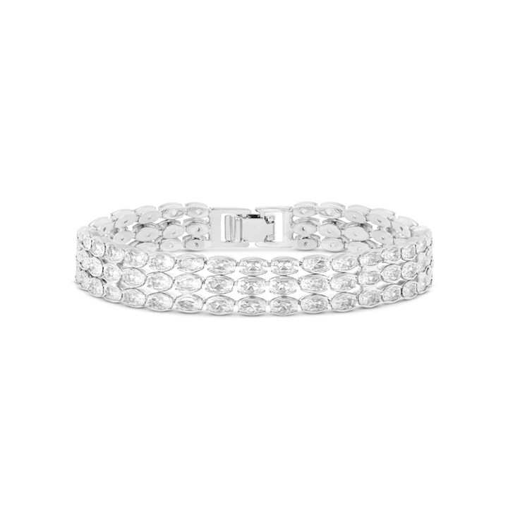 Crystal Allure CZ Three Row Oval Bracelet - J79124