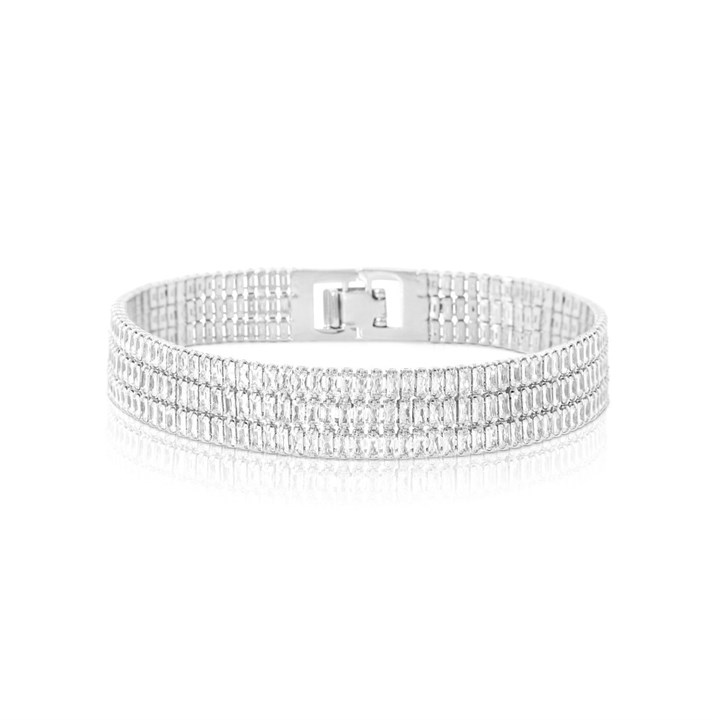 Crystal Allure CZ Three Row Baguette Bracelet - J79125