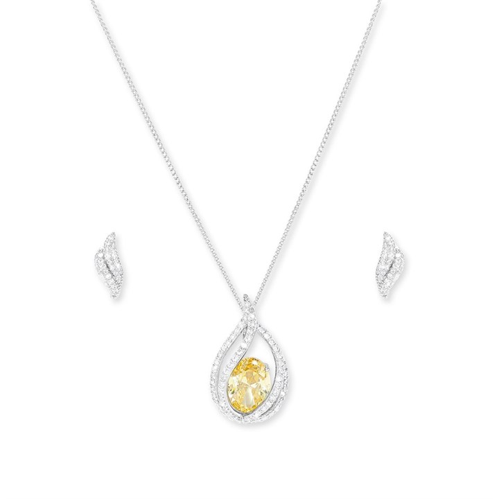 Crystal Allure CZ Caged Drop Necklace And Earrings Set - J79126