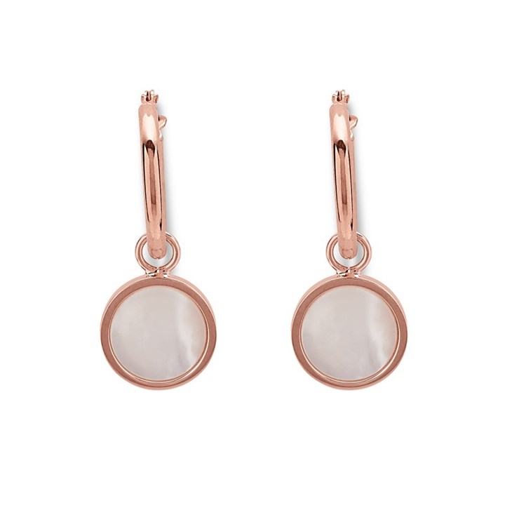 Bronzeallure Mother Of Pearl Hoop Drop Earrings - J7965
