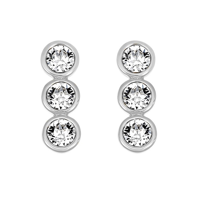 Crystal Allure Clear Crystal Rubover Three Drop Earrings - J80101