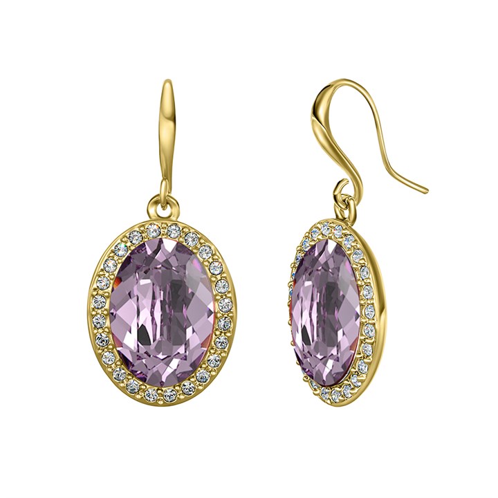 Crystal Allure Light Amethyst Crystal Gold Tone Oval Earrings - J80107