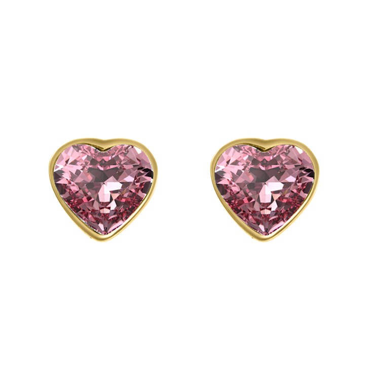 Crystal Allure Light Rose Crystal Gold Tone Heart Stud Earrings - J80113
