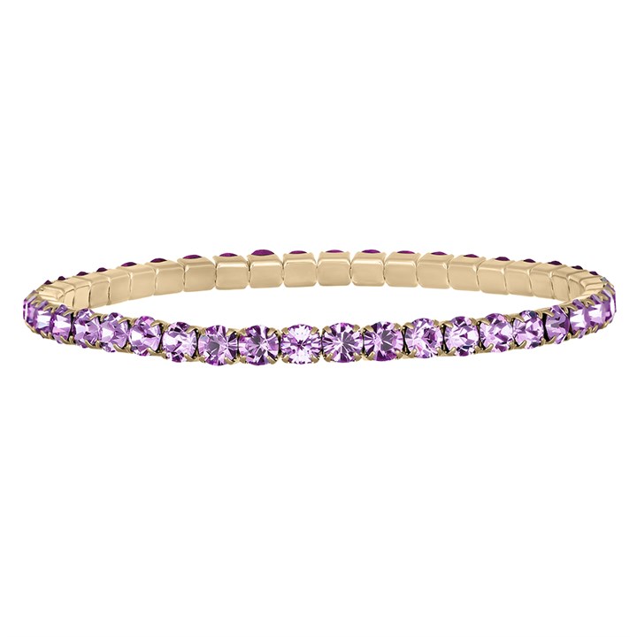 Crystal Allure Light Amythyst Crystal Gold Tone Elastic Bracelet - J80117