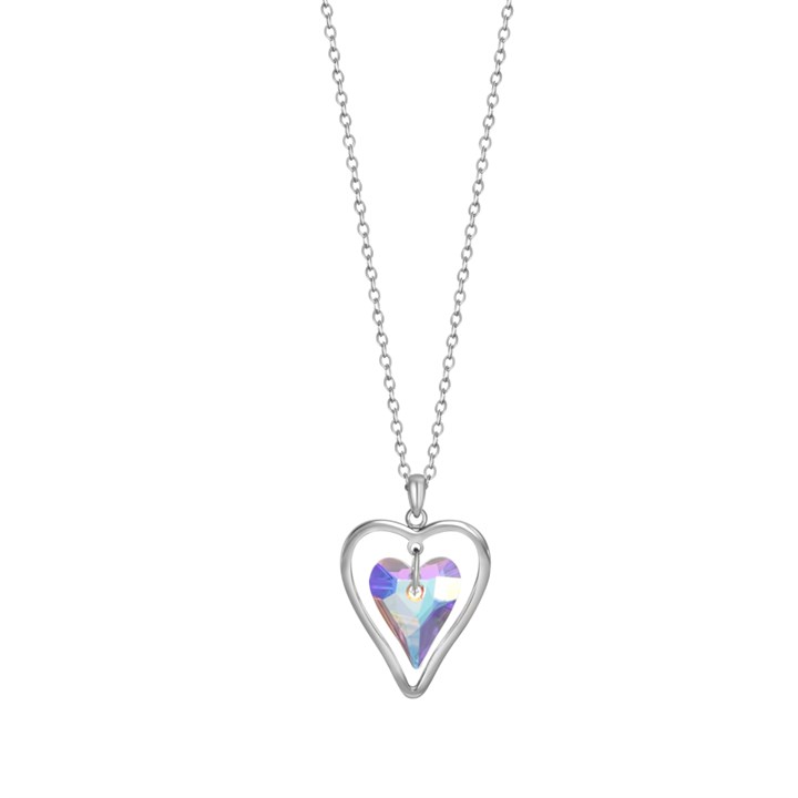 Crystal Allure Aurora Borealis Crystal Heart Necklace - J80121