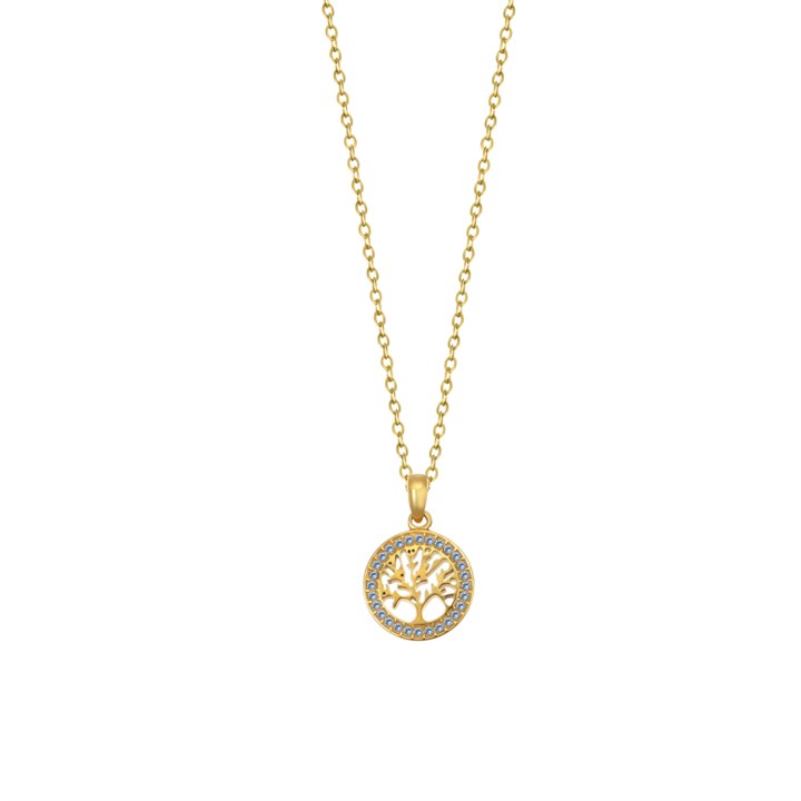 Crystal Allure Gold Tone Light Blue Crystal Tree Of Life Necklace - J80123