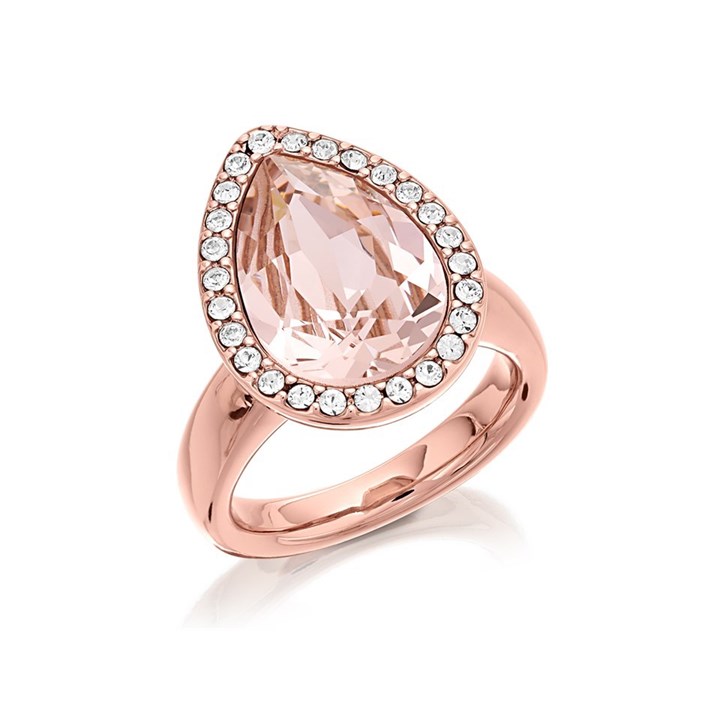 Crystal Glamour Rose Tone Crystal Halo Ring - J8042
