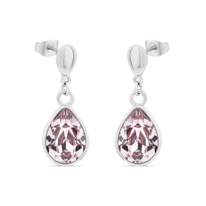 Crystal Allure Light Purple Crystal Teardrop Earrings - J8074