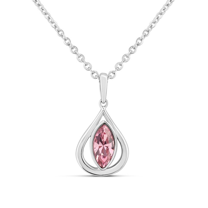 Crystal Allure Pink Crystal Peardrop Necklace - J8087