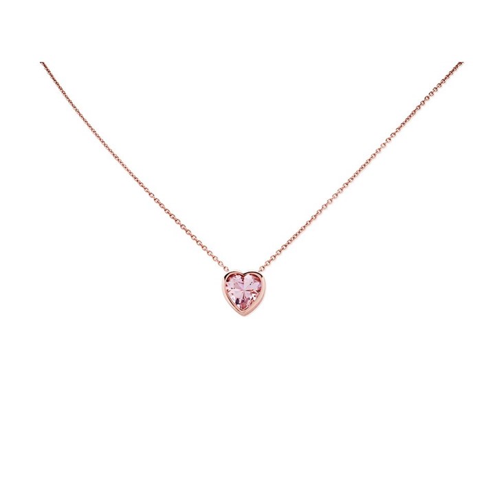 Radley RYJ2200 Rose Tone Silver Pink Cubic Zirconia Heart Necklace - J81100