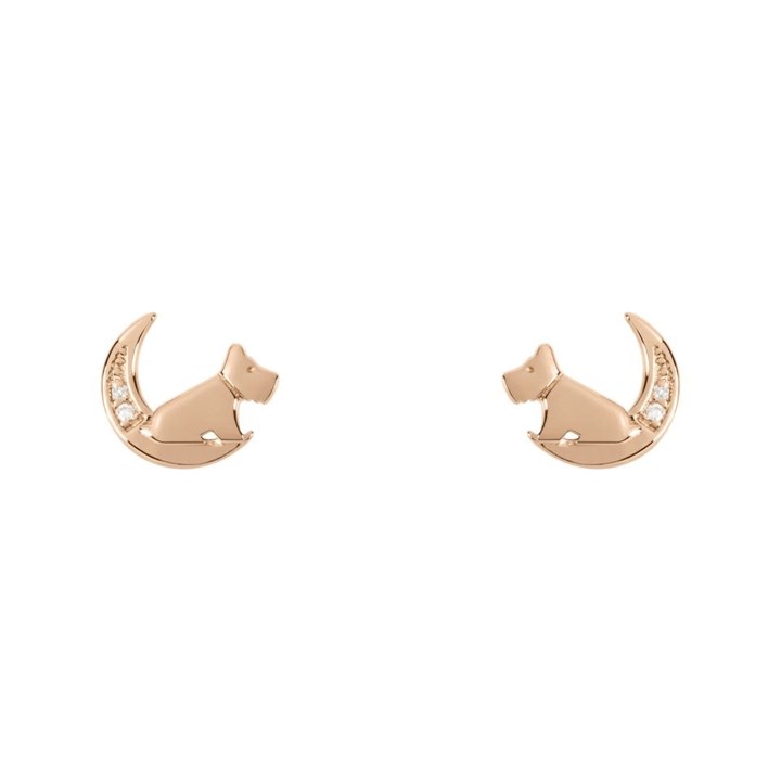 Radley RY1252 18ct Rose Gold Plated Silver Diamond Moon Stud Earrings - J81121