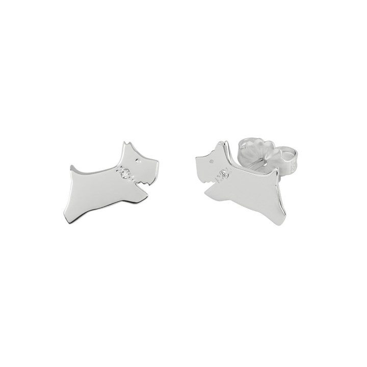Radley RYJ1301 Silver Leaping Dog Diamond Stud Earrings - J81125