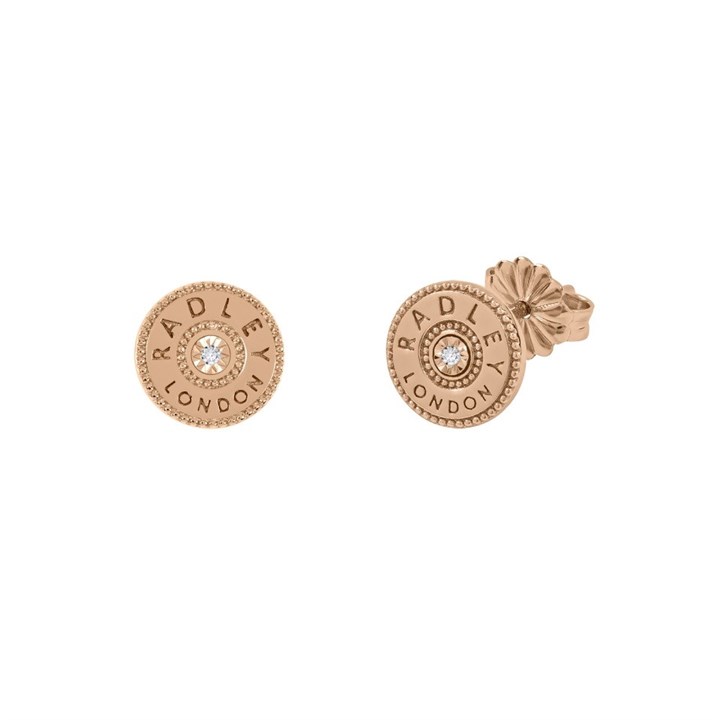 Radley RYJ1300 18ct Rose Plated Silver Diamond Stud Earrings - J81128