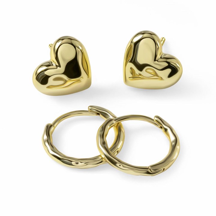 Radley RYJ1692S Gold Tone Heart Stud And Hoop Earrings Set - J81183