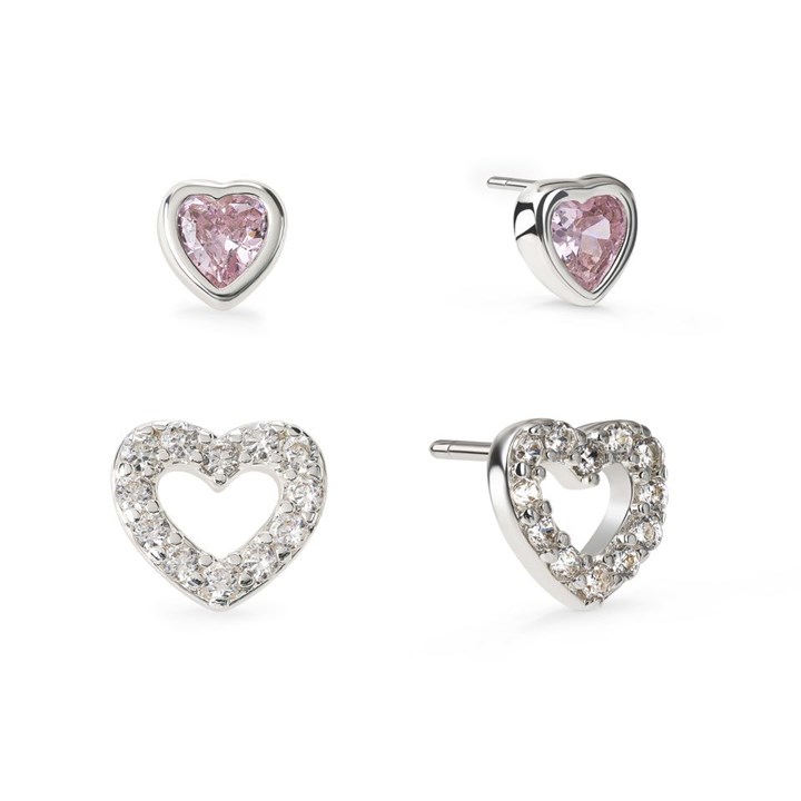 Radley RYJ1177S Silver Tone Pink Heart  And Open Heart Earring Set - J81918