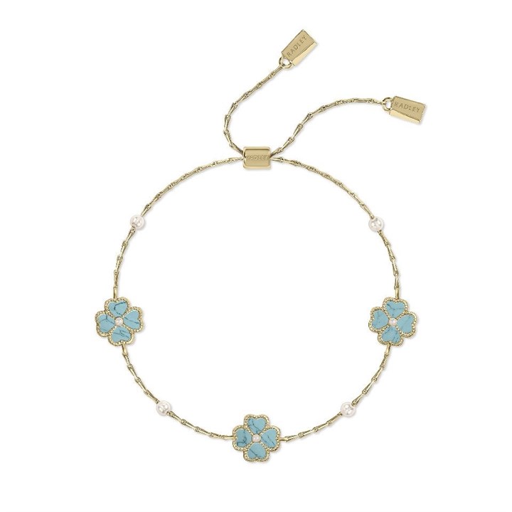 Radley RYJ3502S Gold Tone Blue Agate Flower Bracelet - J81949