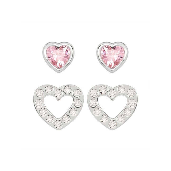 Radley RYJ1177 Silver Pink Heart Stud Earrings Set - J8194