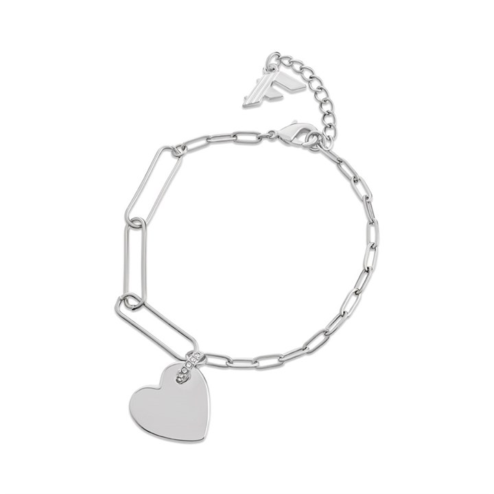 Fiorelli MJ10782 Crystal Heart Paperclip Link Bracelet - J82100