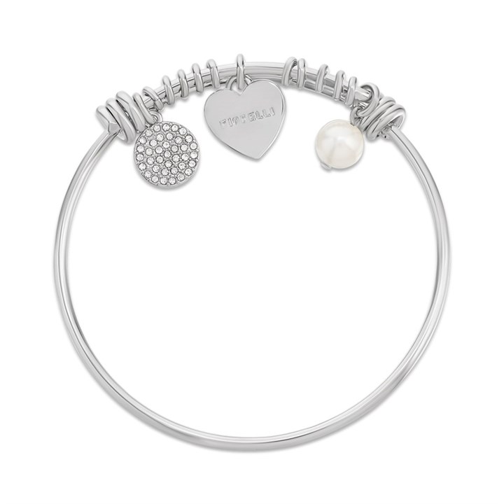 Fiorelli MJ10563 Crystal Heart, Simulated Pearl And Disc Bangle - J82102