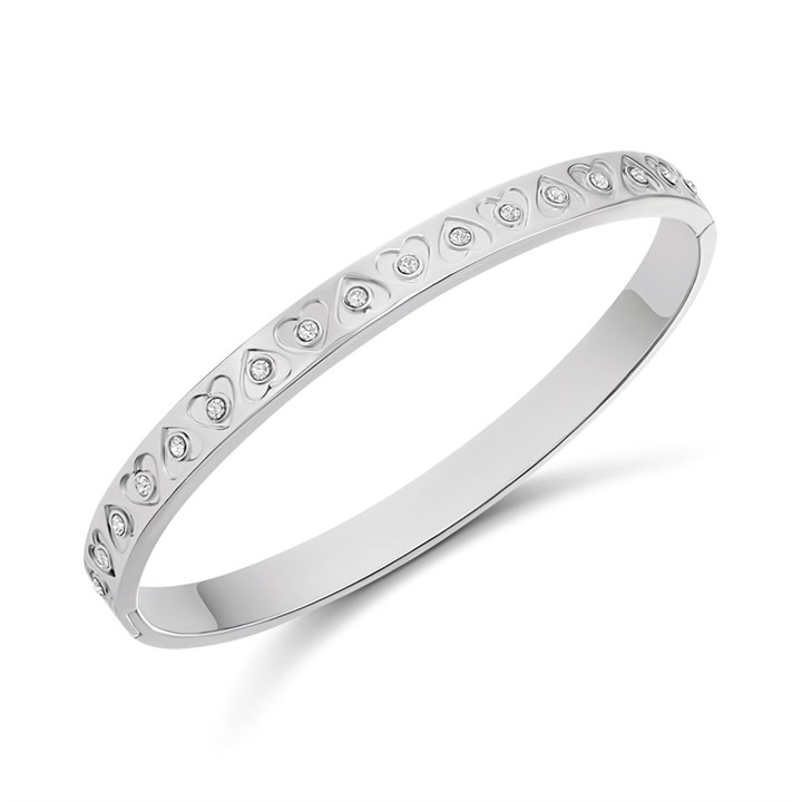 Fiorelli MJ10764 Crystal Heart Hinged Bangle - J82103