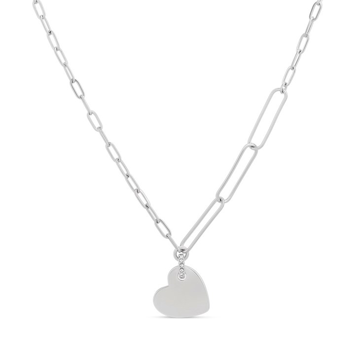 Fiorelli MJ9971 Crystal Heart Paperclip Link Necklace - J8274