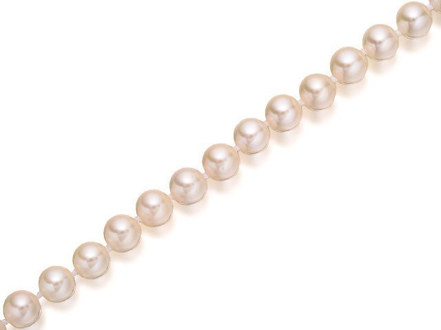 9ct White Gold Cultured Freshwater Pearl Necklace - 17.5in - J9567