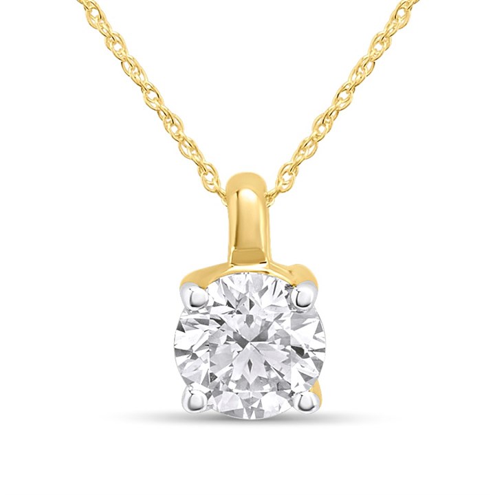 9ct Gold Lab Grown Certificated Diamond Solitaire Necklace, 1ct - L02010