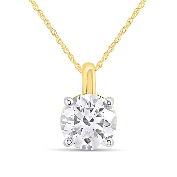 9ct Gold Lab Grown Certificated Diamond Solitaire Necklace, 2cts - L02020