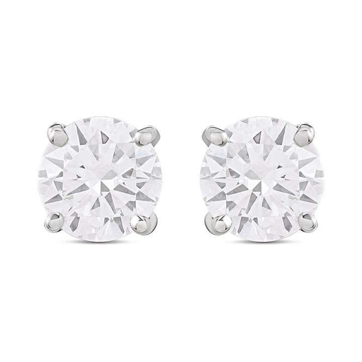 9ct Gold Lab Grown Certificated Diamond Solitaire Earrings, 1ct/pair - L03010